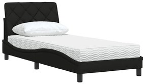 Cama com colchão 80x200 cm tecido preto