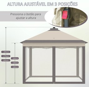 Tenda Dobrável Exterior 3,3x3,3x2,9 m com Luzes LED e Controle Remoto