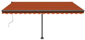 Toldo autom. LED e sensor de vento 450x350 cm laranja/castanho