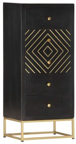 Armário gavetas 45x30x105 cm madeira mangueira preto e dourado