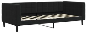 Sofá-cama com gavetão e colchões 90x190 cm veludo preto
