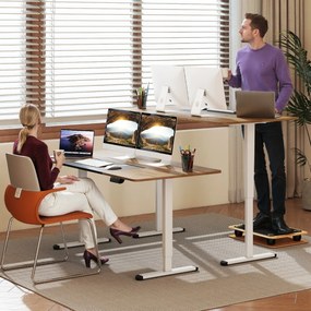 Secretária elétrica 140 x 70 cm com altura ajustável, memória de 4 posições, orifício para cabos e motor silencioso Bege