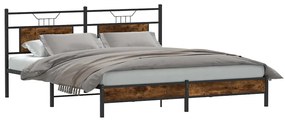 Estrutura de cama sem colchão 183x203 cm carvalho fumado
