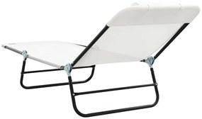 Espreguiçadeiras 2 pcs com Cabeceira Creme Textilene
