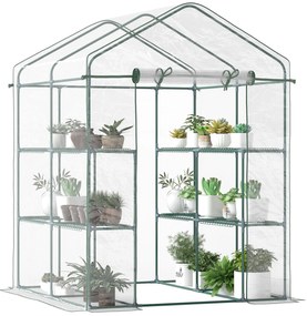 Estufa Transparente de Jardim Estufa de Plantas de 3 Níveis com Pratel