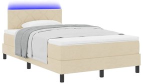 Cama Box com Colchão &amp; Luz LED Bege 120x200 cm Tecido