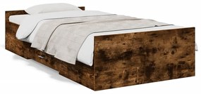 vidaXL Estrutura de cama c/ gavetas derivados madeira carvalho fumado