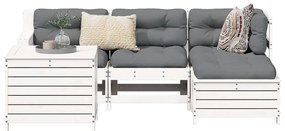 vidaXL 5 pcs conjunto de sofás de jardim madeira pinho maciça branco