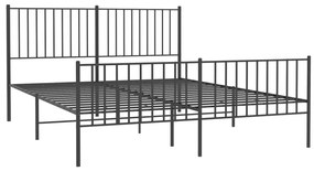 Estrutura de cama com cabeceira e pés 150x200 cm metal preto