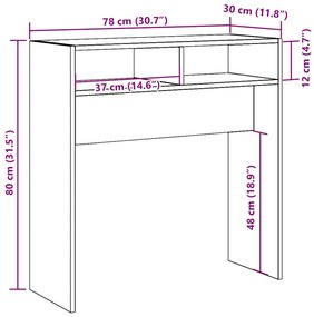 Mesa consola 78x30x80 cm derivados de madeira madeira velha