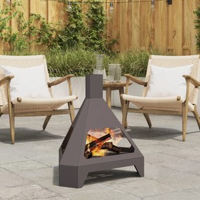 Fire Pit com Chaminé Preto 50x43x52 cm Aço