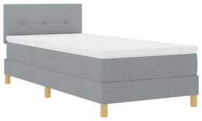 Cama Box Spring com Colchão Cinza Claro 90x200 cm Tecido