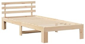 Estrutura de Cama de Madeira de Pinho Natural Madeira 75 x 190 cm