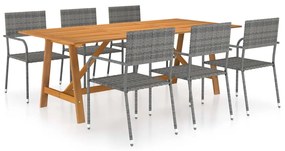 vidaXL 7 pcs conjunto de jantar para jardim cinzento