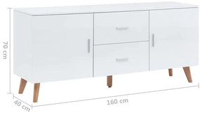 Aparador 160x40x70 cm MDF branco