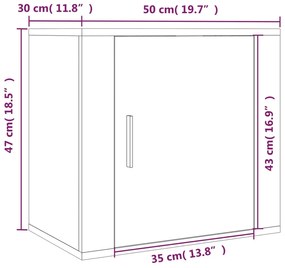 Mesa de cabeceira de parede 50x30x47 cm preto