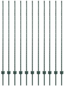 Postes de Cerca 11 pcs Canal U Verde 150 cm Aço