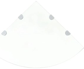 Prateleiras canto 2 pcs suportes cromados 45x45cm vidro transp.