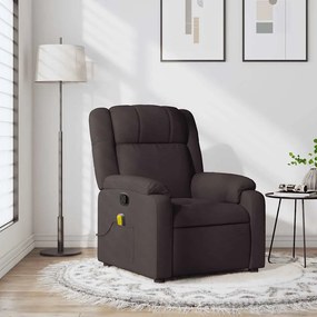vidaXL Poltrona de massagens reclinável tecido castanho-escuro