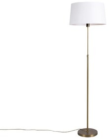 Candeeiro de pé bronze com abajur de linho branco 45 cm ajustável - Parte Country / Rústico