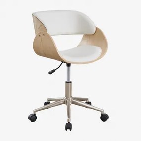 Cadeira De Secretária Com Rodas Em Madeira E Polipele Lorete Madeira Natural - Sklum