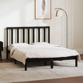 Estrutura de cama casal 135x190 cm pinho maciço preto