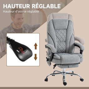 Cadeira de escritório com função de massagem e aquecimento, altura ajustável, encosto reclinável, comando à distância e apoio para os pés retrátil, ci