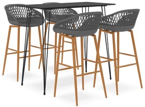 vidaXL 5 pcs conjunto de bar preto e cinzento