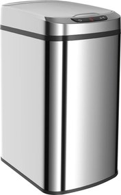Caixote do lixo de cozinha automático de 12 L em aço inoxidável, com sensor e tampa, 28 x 22 x 41 cm, prateado