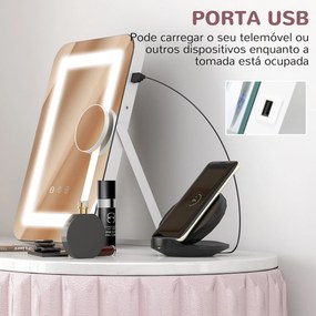 Espelho de Maquilhagem com Luzes Espelho de Toucador Giratório 30x40 c