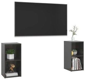 Móveis de TV 2 pcs derivados de madeira cinza brilhante