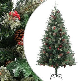 340527 vidaXL Árvore de Natal com pinhas 195 cm PVC e PE verde