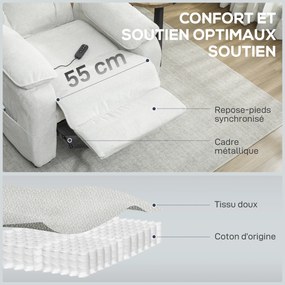 Cadeirão de Relaxamento Reclinável, 90 x 86 x 103 cm, Inclinação Elétrica até 150°, Bege