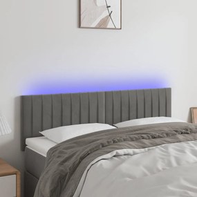 Cabeceira de cama c/luzes LED veludo 144x5x78/88 cm cinza-claro