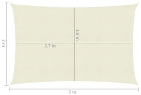 Para-sol estilo vela 160 g/m² 2x3 m PEAD cor creme