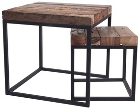 Ambiance Conjunto de mesas de apoio 2 pcs madeira de teca