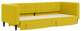 Sofá-cama com gavetão e gavetas 80x200 cm veludo amarelo
