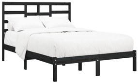 Estrutura de cama 140x190 cm madeira maciça preto