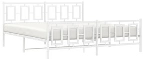 Estrutura de cama com cabeceira e pés 183x213 cm metal branco
