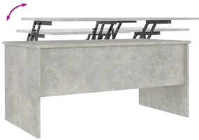 Mesa de centro 102x50,5x46,5cm madeira processada cinza cimento