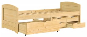 Sofá-cama com 5 gavetas 90x200 cm madeira de pinho maciça IRUN