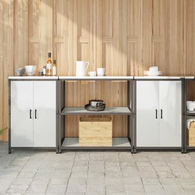 vidaXL Conjunto de Armazenamento de Cozinha com prateleira 3 pcs Prata