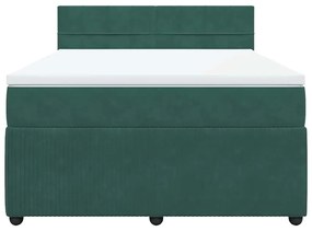 Cama com molas/colchão 160x200 cm veludo verde-escuro