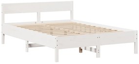 Cama sem colchão 140x200 cm madeira de pinho maciça branco