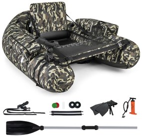 Barco de pesca Insuflável  Suporte de cana Bolsos de vara Remo Bomba portátil Barco de pesca Carga 150 kg Camuflado
