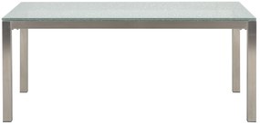 Mesa de refeições em inox e tampo em vidro temperado 180 x 90 cm GROSSETO Beliani