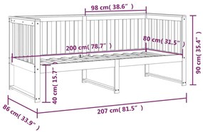 Sofá-cama 80x200 cm madeira de pinho maciça cinzento