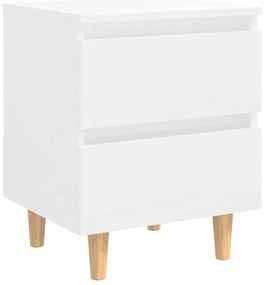 Mesas cabeceira 2 pcs pernas pinho 40x35x50 cm branco brilhante