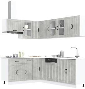 vidaXL 11 peças armário de cozinha conjunto Lucca concreto cinza