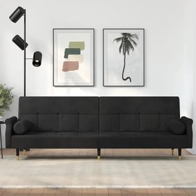 vidaXL Sofá-cama com almofadões veludo preto